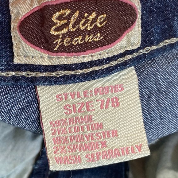 Elite Womens Blue Denim Biker Studded Straight Leg Punk Mid-Rise Jeans Size 7/8 - Picture 3 of 9